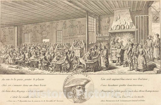 Art Print : BenoÃ®t-Louis PrÃ©vost, Cabaret of Ramponaux - Vintage Wall Art