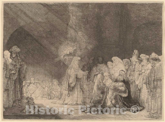 Art Print : Rembrandt, The Presentation in The Temple: Oblong Print, c. 1639 - Vintage Wall Art