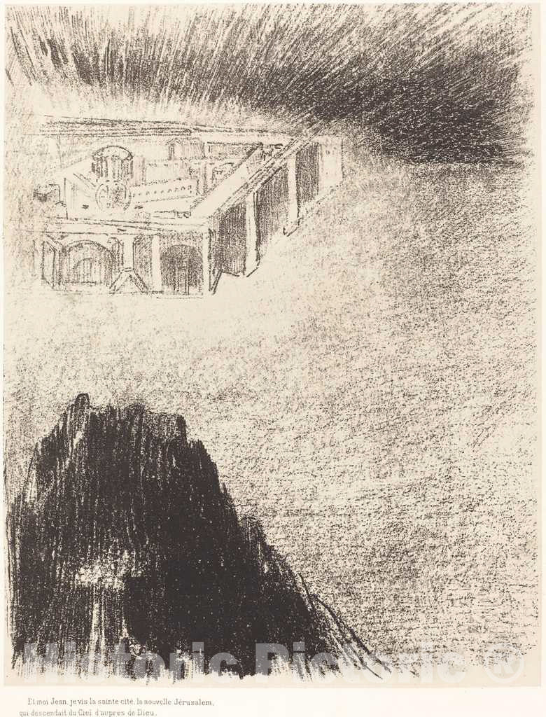Art Print : Odilon Redon, and I John Saw The holy City, New Jerusalem, Coming Down from God Out of Heaven, 1899 - Vintage Wall Art