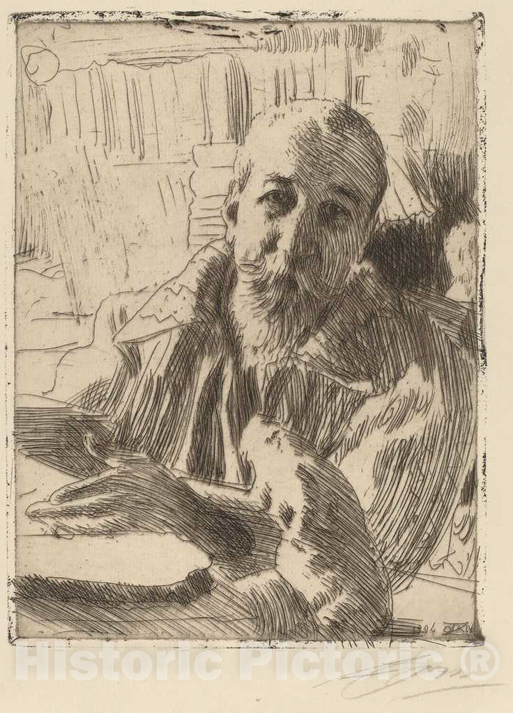 Art Print : Anders Zorn, Anatole France, 1906 - Vintage Wall Art
