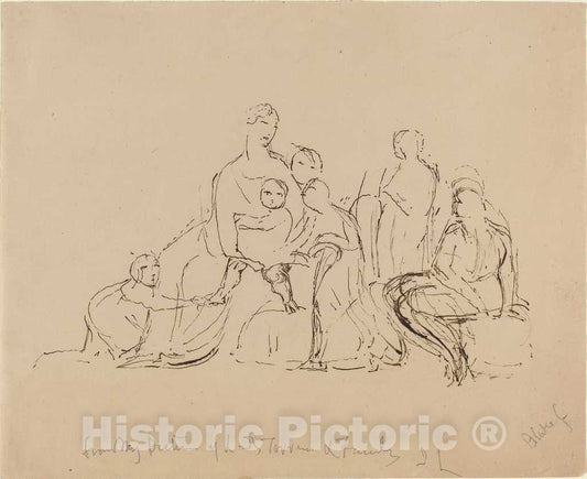 Art Print : Blake After Linnell, Lady Torrens and Family, c. 1825 - Vintage Wall Art
