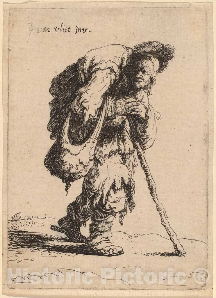 Art Print : Johannes Van Vliet, Beggar Carrying a Woman on His Back, 1632 - Vintage Wall Art