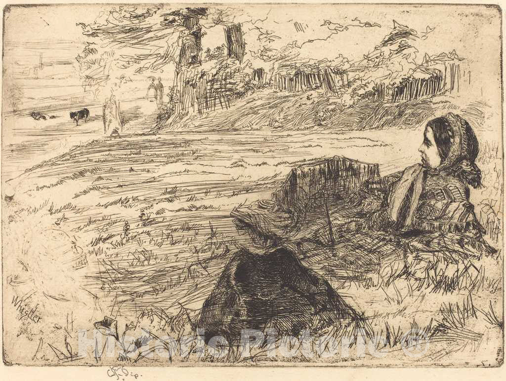 Art Print : James McNeill Whistler, Nursemaid and Child, 1859 - Vintage Wall Art