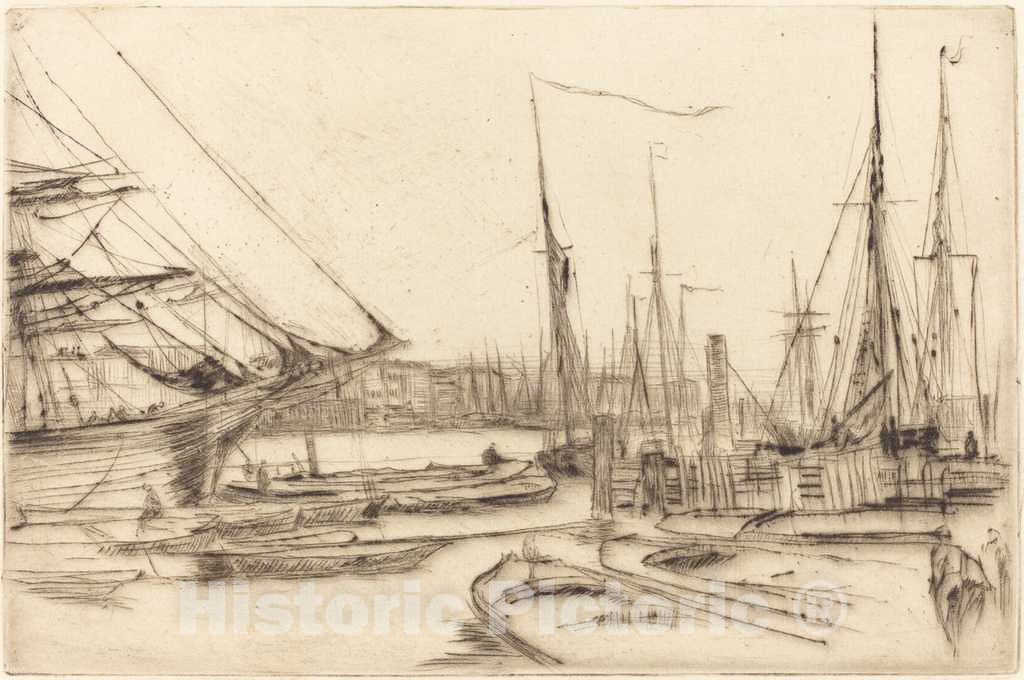 Art Print : James McNeill Whistler, A Sketch from Billingsgate, 1878 - Vintage Wall Art