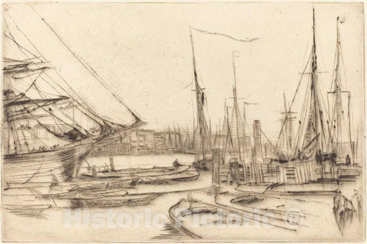 Art Print : James McNeill Whistler, A Sketch from Billingsgate, 1878 - Vintage Wall Art
