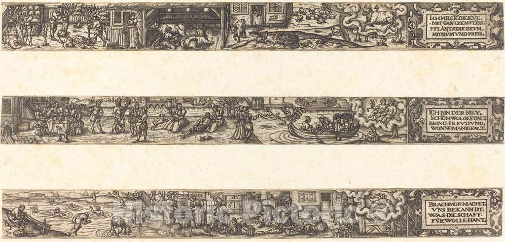 Art Print : Franz Brun, Three Months, 1584 - Vintage Wall Art