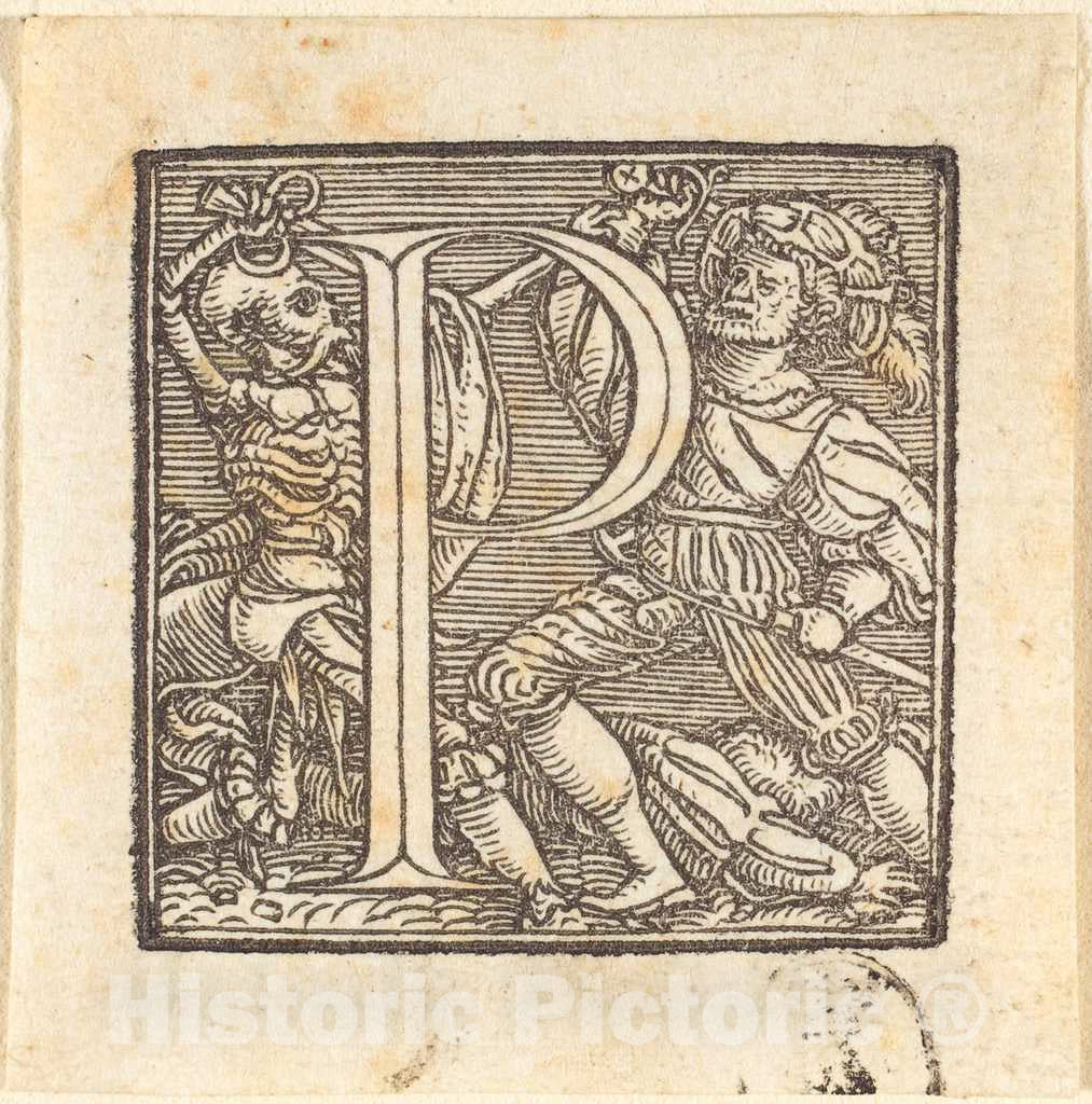 Art Print : Hans Holbein The Younger, Letter P - Vintage Wall Art