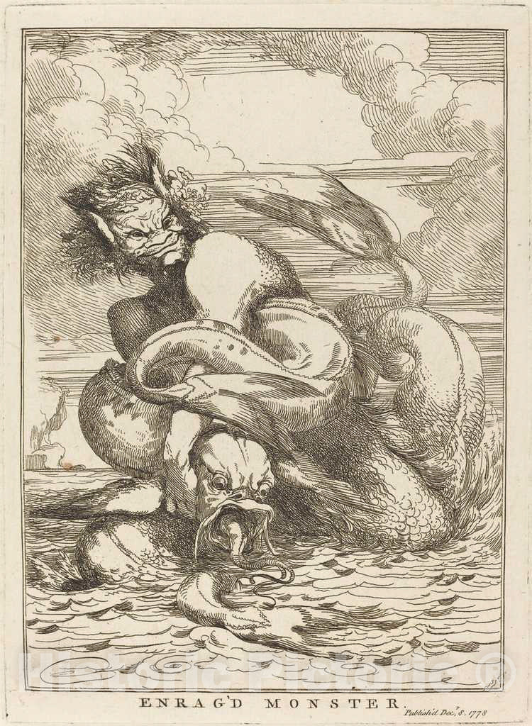 Art Print : John Hamilton Mortimer, Enrag'd Monster, 1778 - Vintage Wall Art