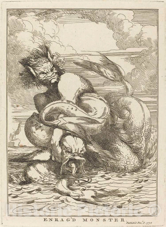 Art Print : John Hamilton Mortimer, Enrag'd Monster, 1778 - Vintage Wall Art