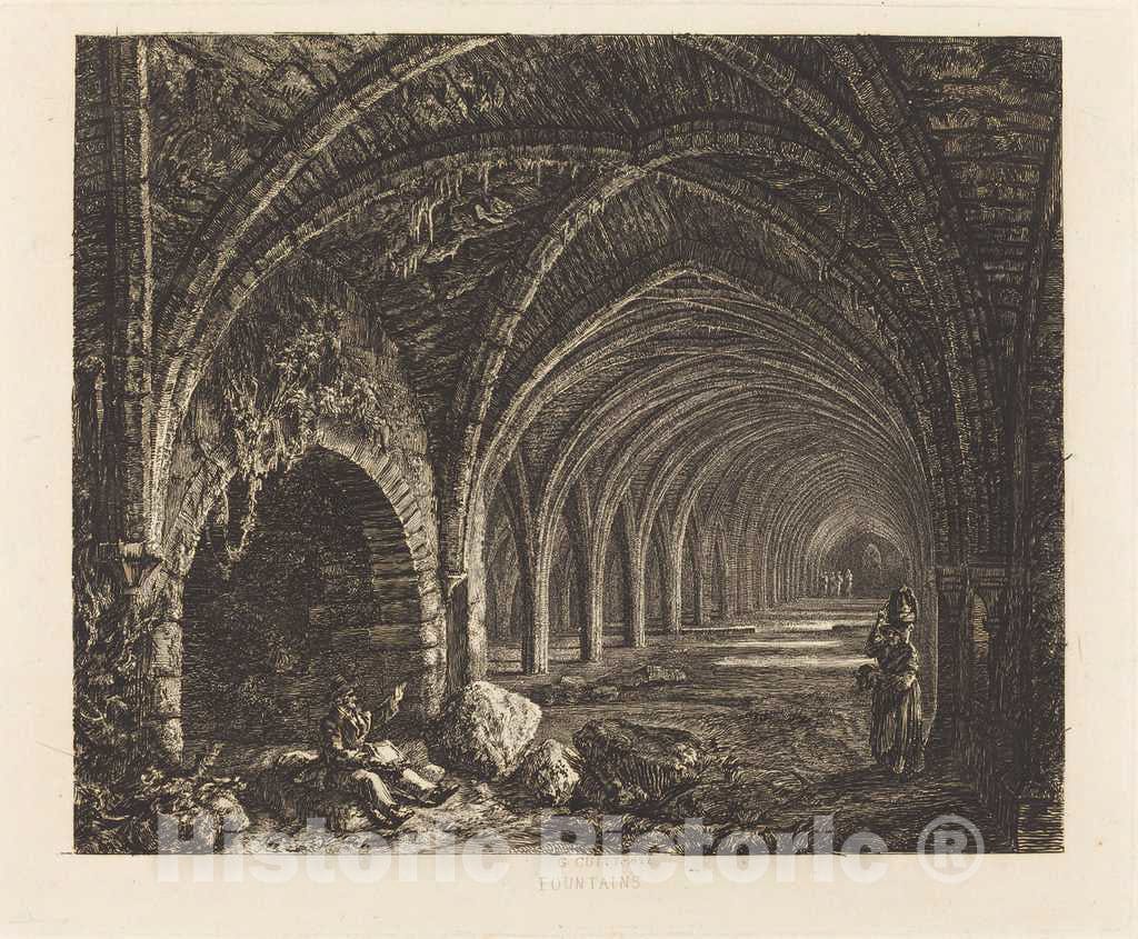 Art Print : George Cuitt The Younger, Fountains, 1822 - Vintage Wall Art