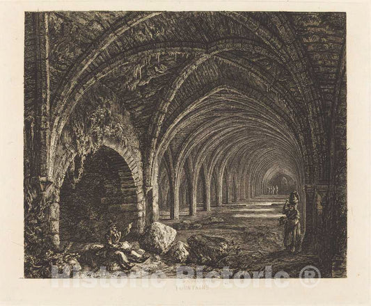 Art Print : George Cuitt The Younger, Fountains, 1822 - Vintage Wall Art