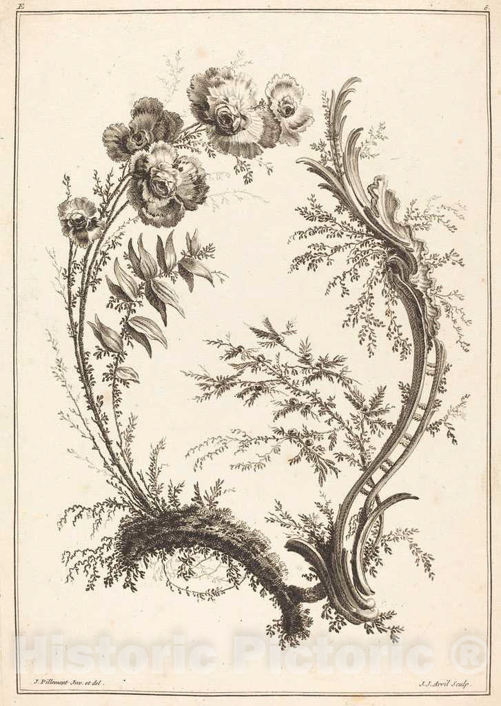 Art Print : Avril I After Pillement, Ornament with Flowers - Vintage Wall Art