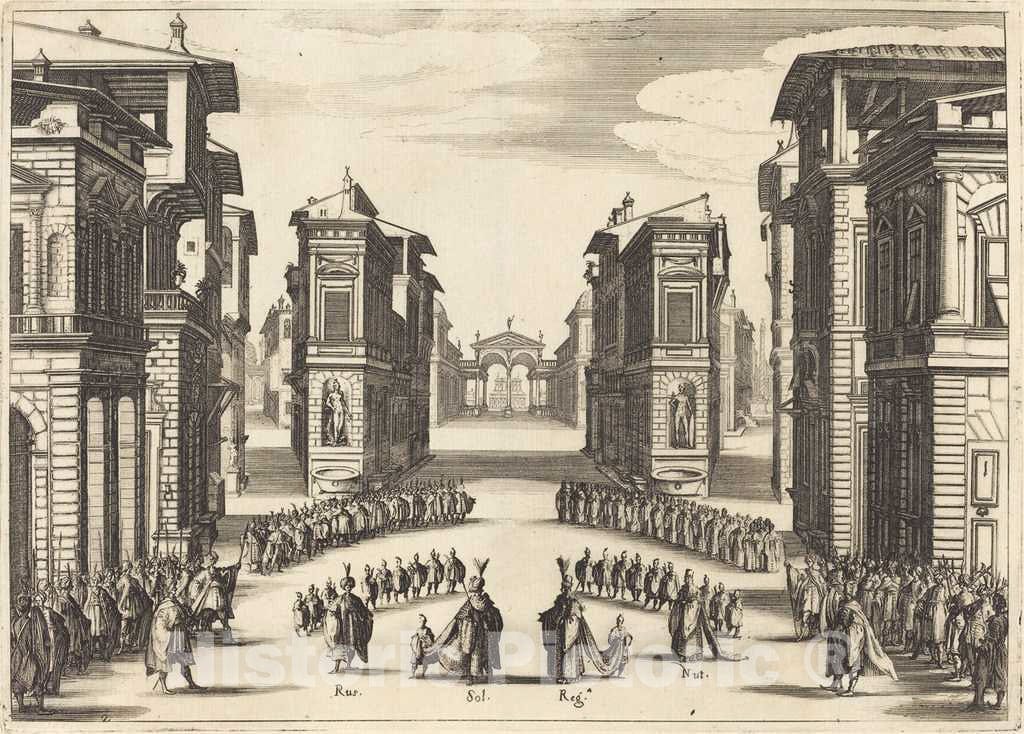 Art Print : Jacques Callot, Solimano, Act II, 1620 - Vintage Wall Art