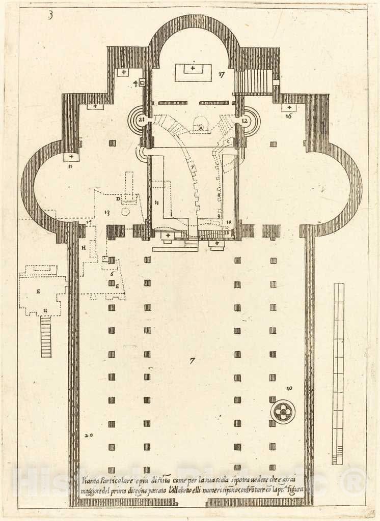 Art Print : Jacques Callot, Plan of The Church of The Holy Manger, 1619 - Vintage Wall Art