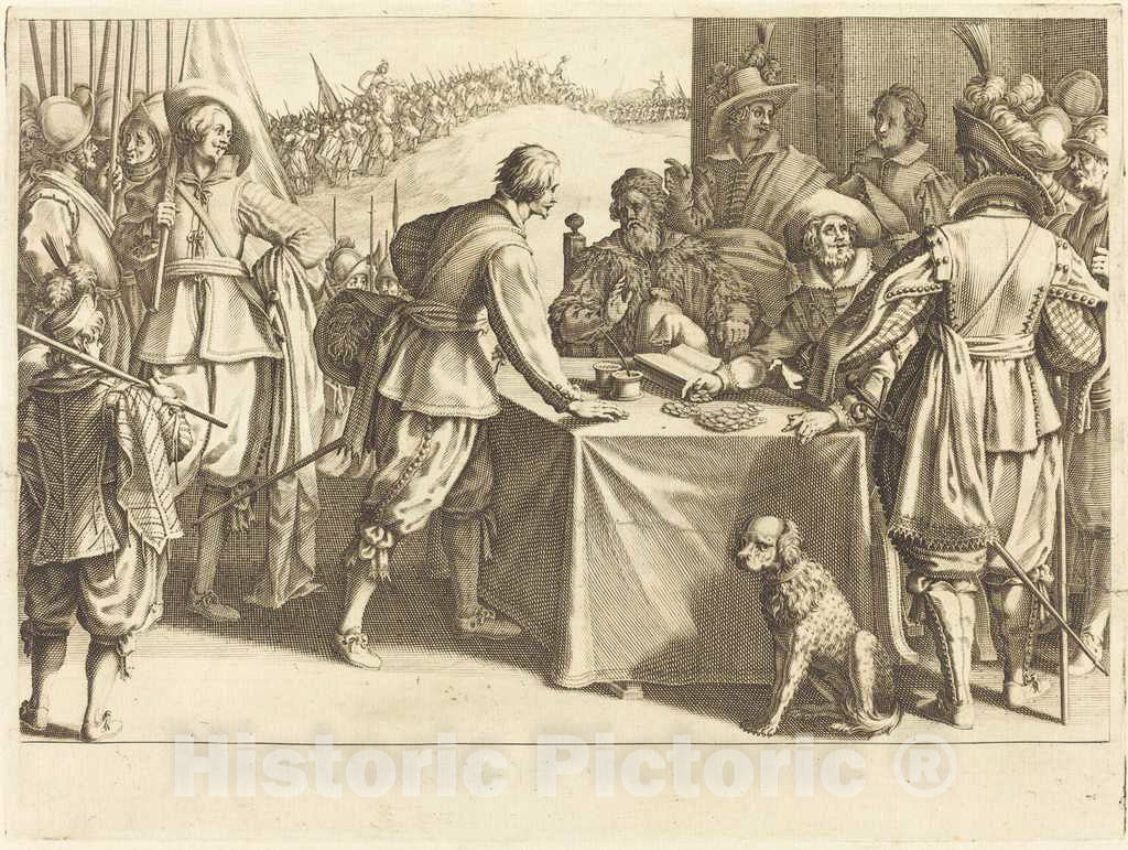 Art Print : Jacques Callot, The Hiring of The Troops, c. 1614 - Vintage Wall Art