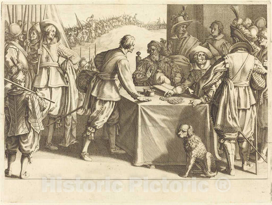 Art Print : Jacques Callot, The Hiring of The Troops, c. 1614 - Vintage Wall Art