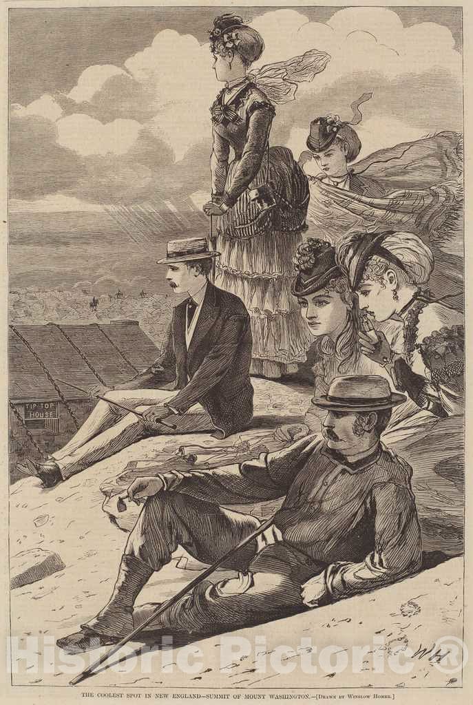 Art Print : Homer, The Coolest Spot in New England - Summit of Mount Washington, 1870 - Vintage Wall Art