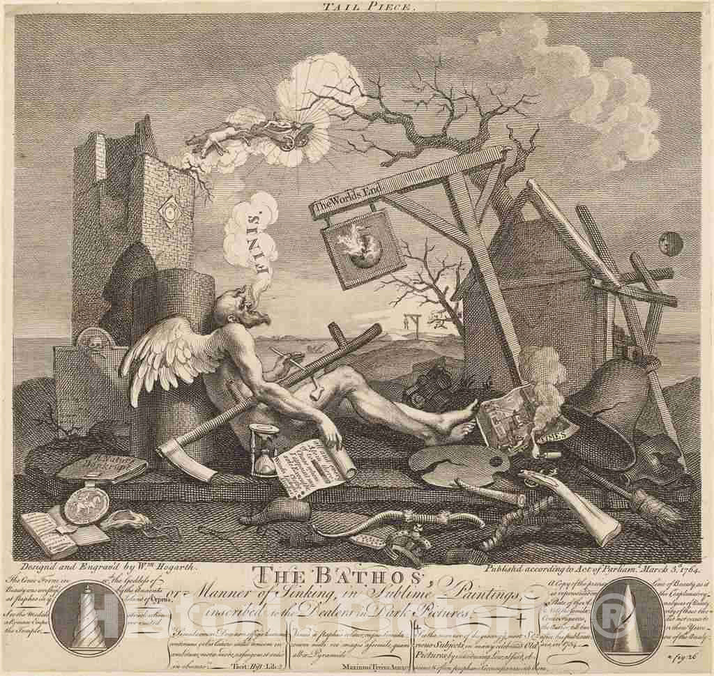 Art Print : William Hogarth, Tailpiece, or The Bathos, 1764 - Vintage Wall Art