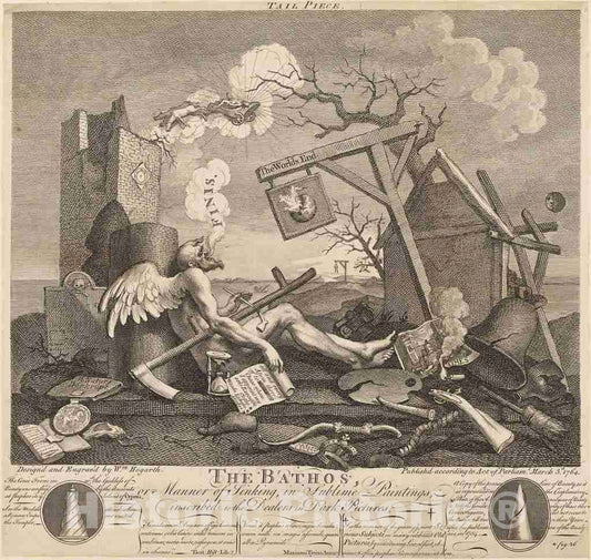 Art Print : William Hogarth, Tailpiece, or The Bathos, 1764 - Vintage Wall Art