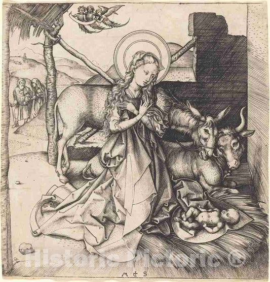 Art Print : Martin Schongauer, The Nativity, c.1485 - Vintage Wall Art