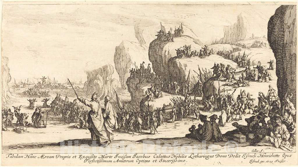 Art Print : Jacques Callot, The Crossing of The Red Sea, 1629 - Vintage Wall Art