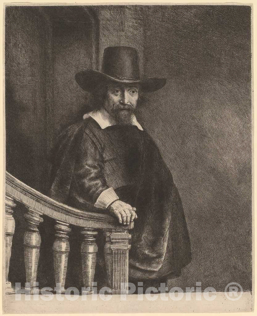 Art Print : Rembrandt, Ephraim Bonus, 1647 - Vintage Wall Art
