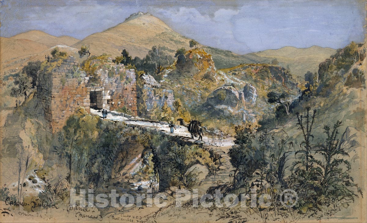 Art Print : Harry Fenn - Caesarea Philippi (Banias) : Vintage Wall Art