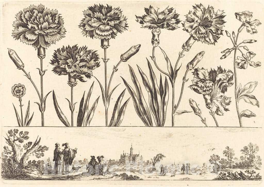 Art Print : Nicolas Cochin After Moncornet, Flower Print no.9, 1645 - Vintage Wall Art