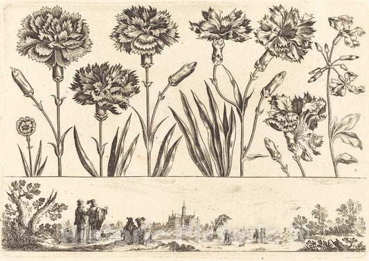 Art Print : Nicolas Cochin After Moncornet, Flower Print no.9, 1645 - Vintage Wall Art
