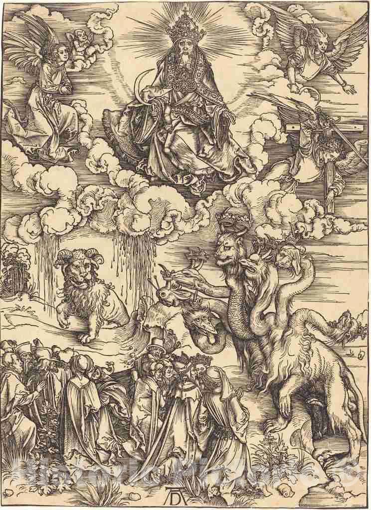 Art Print : Albrecht DÃ¼rer, The Beast with Two Horns Like a Lamb, c.1497 - Vintage Wall Art