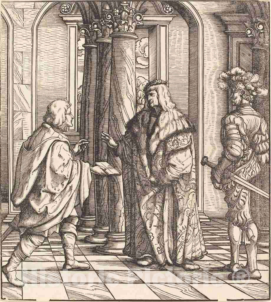 Art Print : Hans Burgkmair I, A Message Concerning The White King's Marriage - Vintage Wall Art
