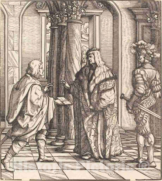 Art Print : Hans Burgkmair I, A Message Concerning The White King's Marriage - Vintage Wall Art