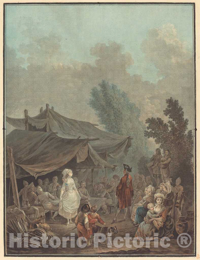 Art Print : Descourtis After Nicolas Taunay, Noce de Village (Village Wedding), 1785 - Vintage Wall Art