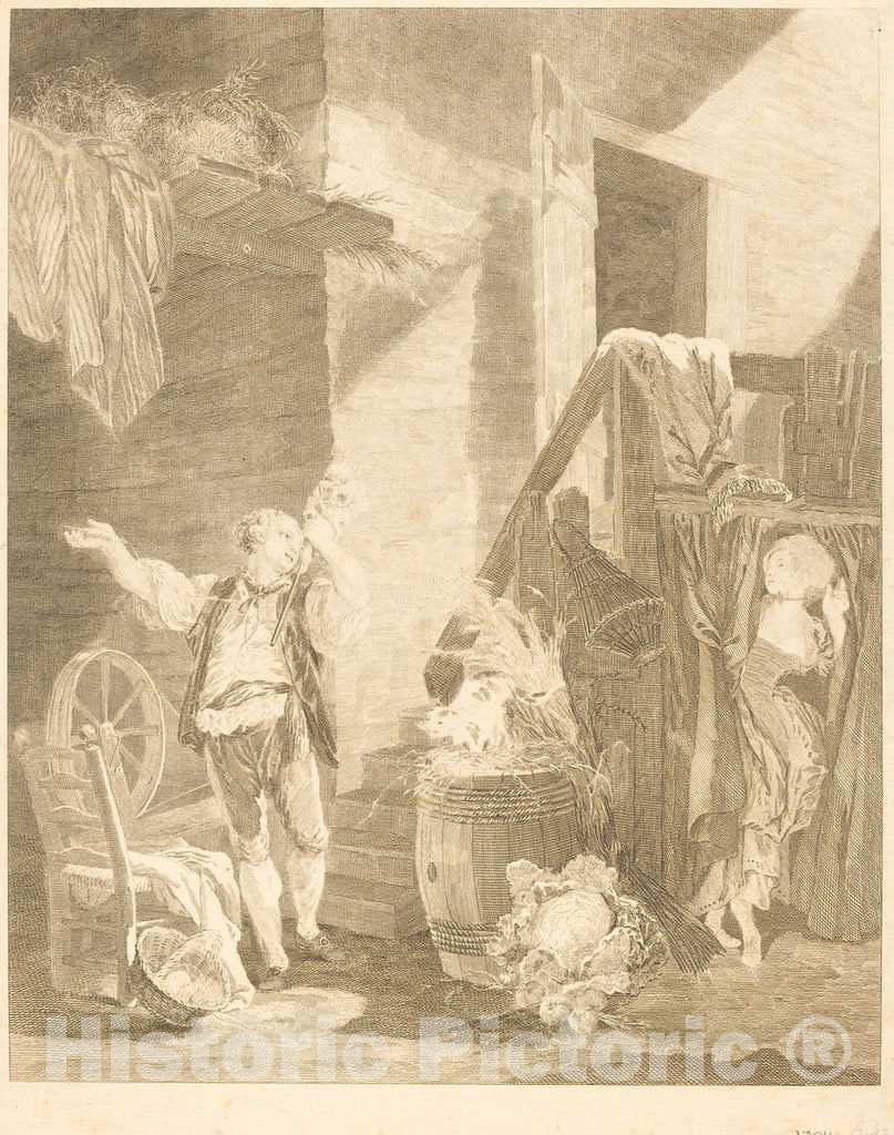 Art Print : Simonet After Baudouin, Rose et Colas - Vintage Wall Art