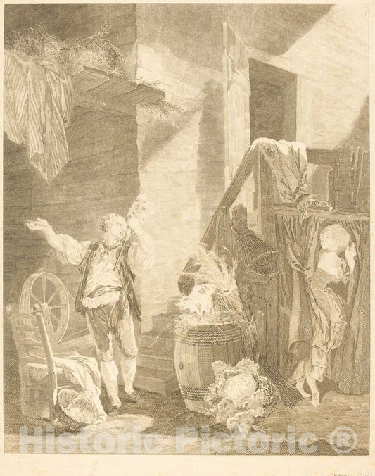 Art Print : Simonet After Baudouin, Rose et Colas - Vintage Wall Art