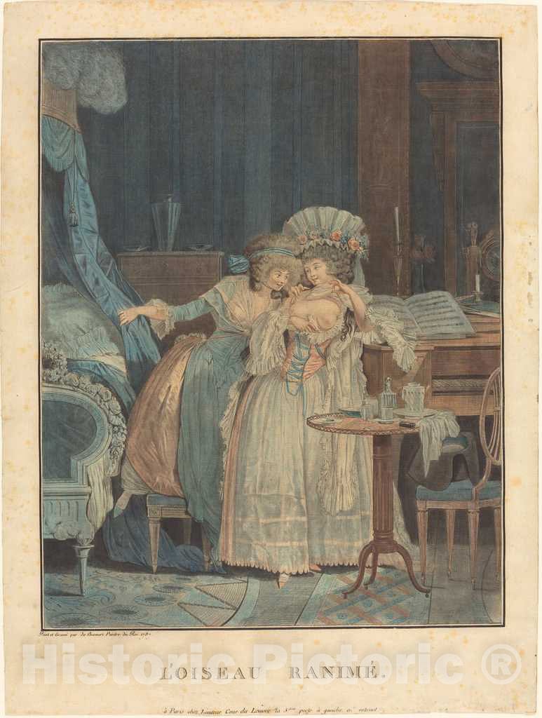 Art Print : Philibert-Louis Debucourt, L'Oiseau ranime, 1787 - Vintage Wall Art