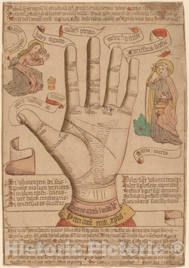 Art Print : The Hand as The Mirror of Salvation, 1466 - Vintage Wall Art
