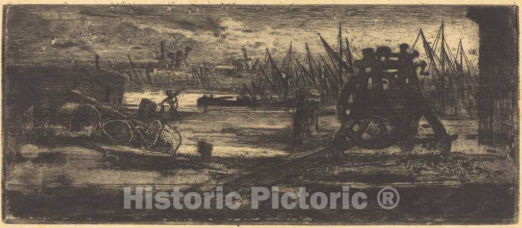 Art Print : FÃ©lix-Hilaire Buhot, Un Vieux Chantier Ã  Rochester (The Old Dock-Yard at Rochester) - Vintage Wall Art