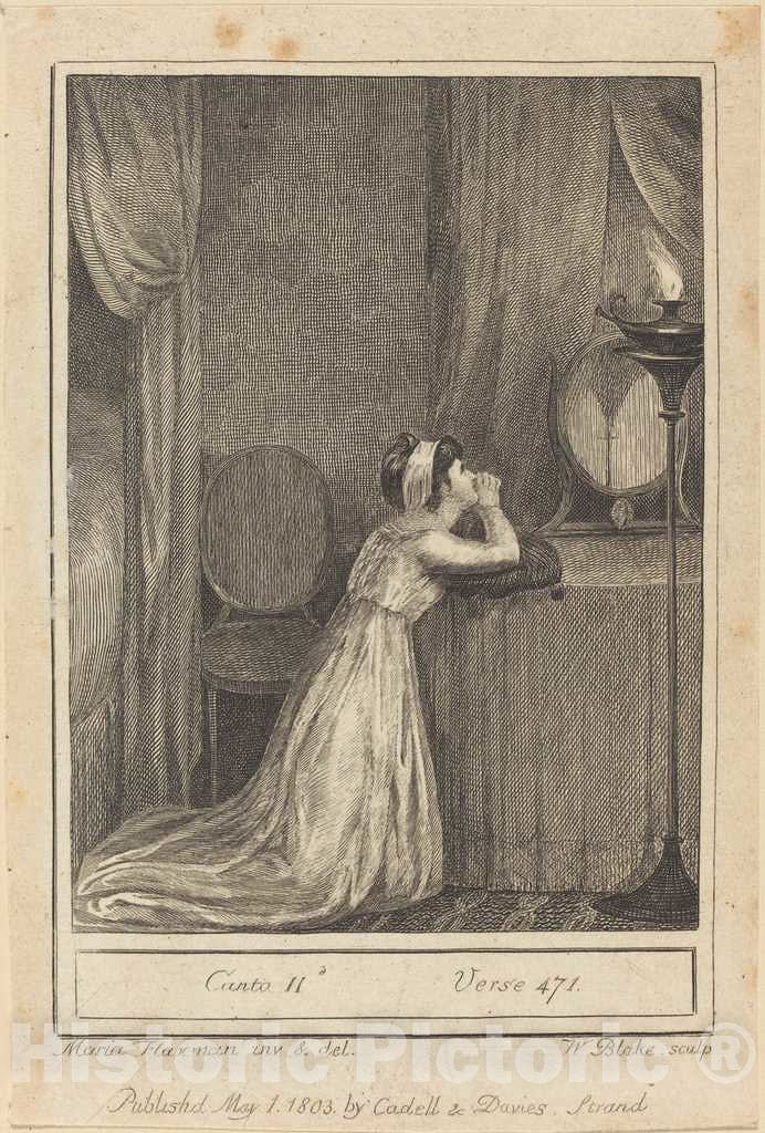 Art Print : Blake After Flaxman, Canto II, Verse 471, 1803 - Vintage Wall Art