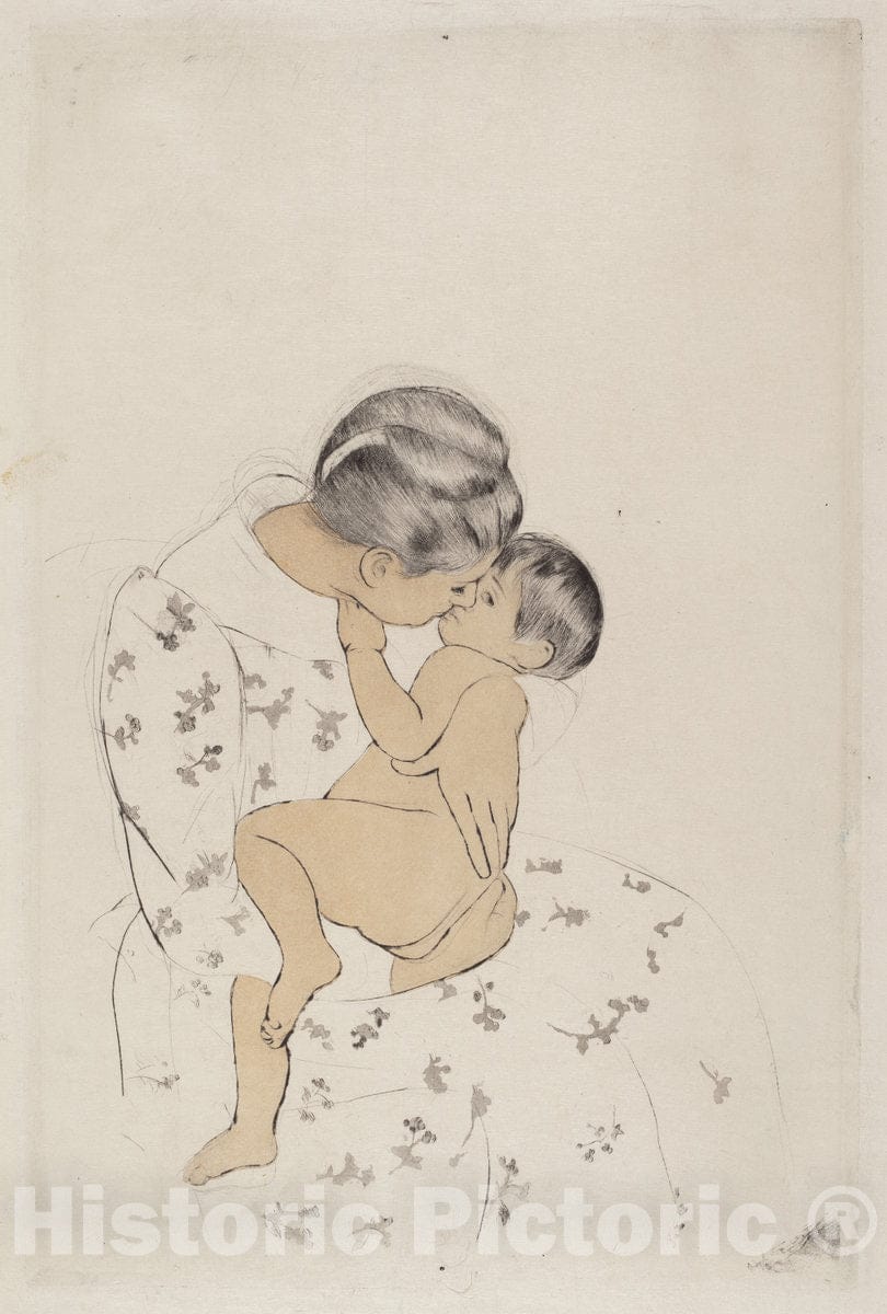 Art Print : Mary Cassatt, Mother's Kiss, 1890-1891 - Vintage Wall Art