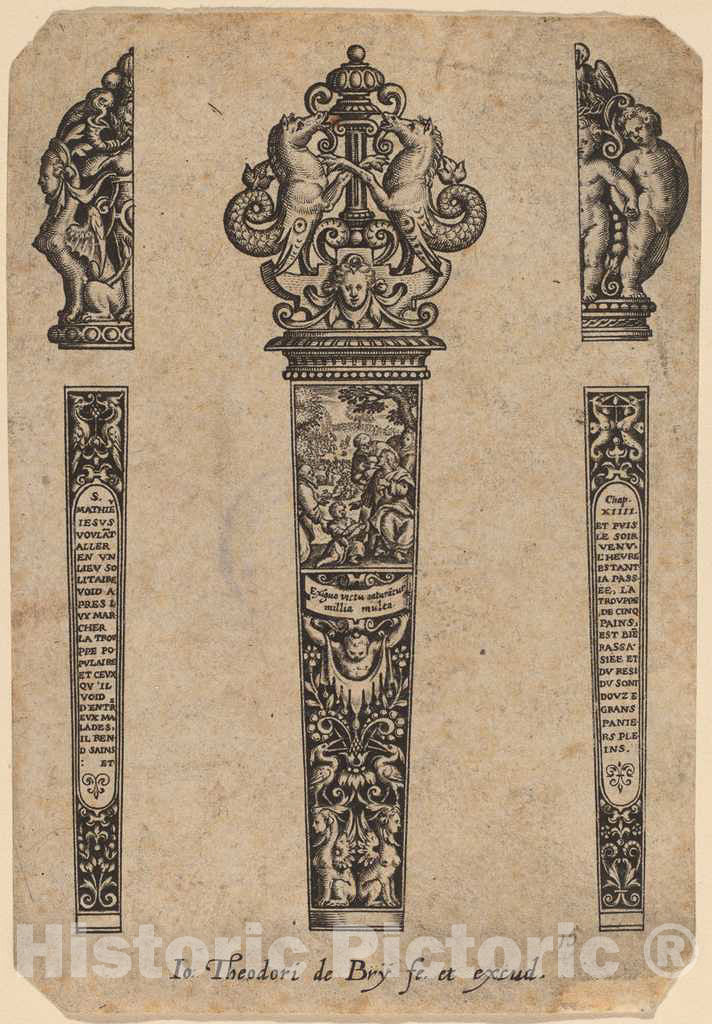 Art Print : Theodor de Bry, Ornament for Knife Handle - Vintage Wall Art