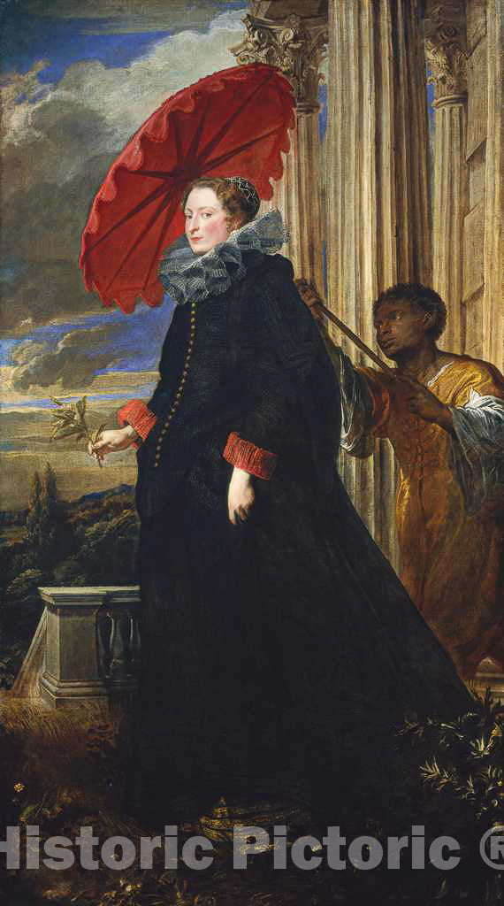 Art Print : Sir Anthony Van Dyck, Marchesa Elena Grimaldi Cattaneo, 1623 - Vintage Wall Art