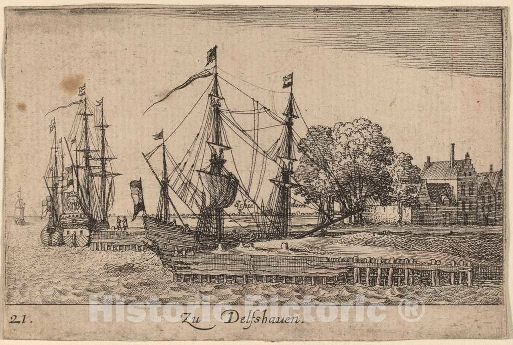 Art Print : Wenceslaus Hollar, Delfshaven, 1635 - Vintage Wall Art