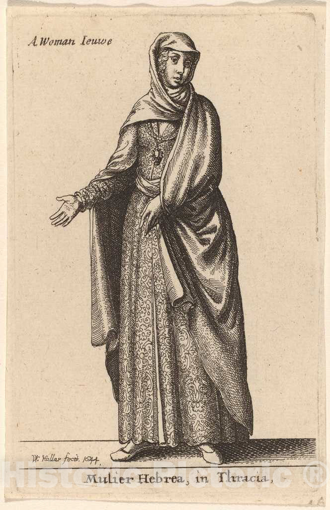 Art Print : Wenceslaus Hollar, Mulier Hebrea in Tracia, 1644 - Vintage Wall Art
