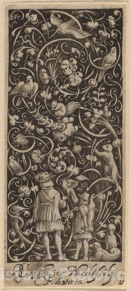 Art Print : Lochom After Hans Janssen, Ornament with Foliage and Birds - Vintage Wall Art