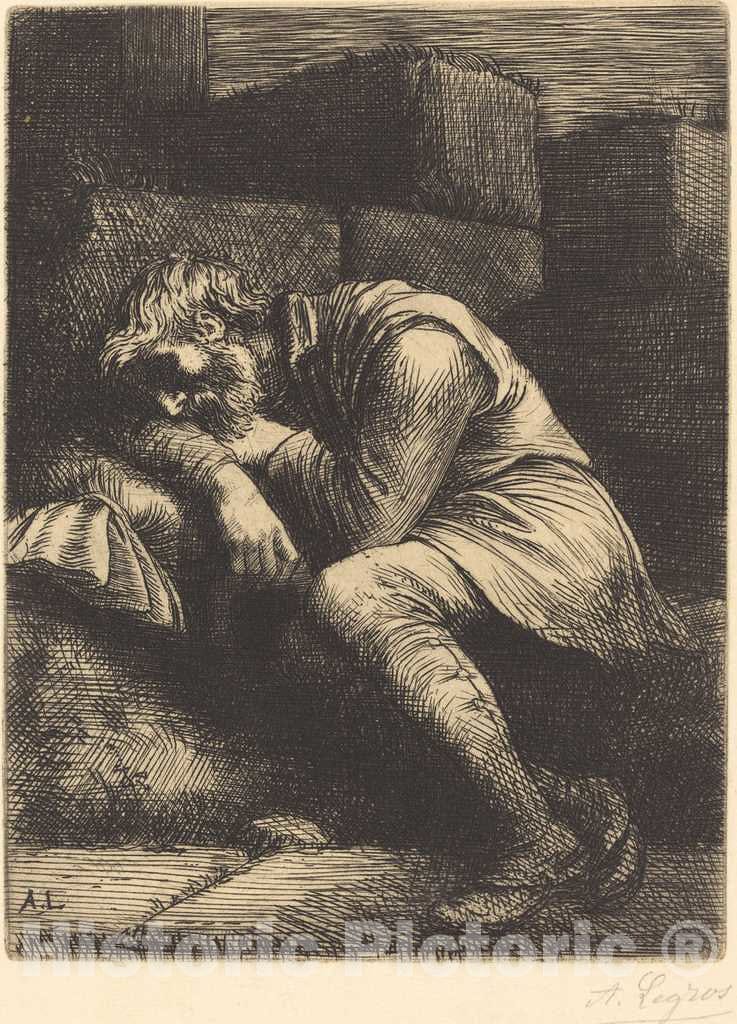Art Print : Alphonse Legros, Sleeping Beggar (Mendiant endormi) - Vintage Wall Art