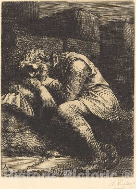 Art Print : Alphonse Legros, Sleeping Beggar (Mendiant endormi) - Vintage Wall Art