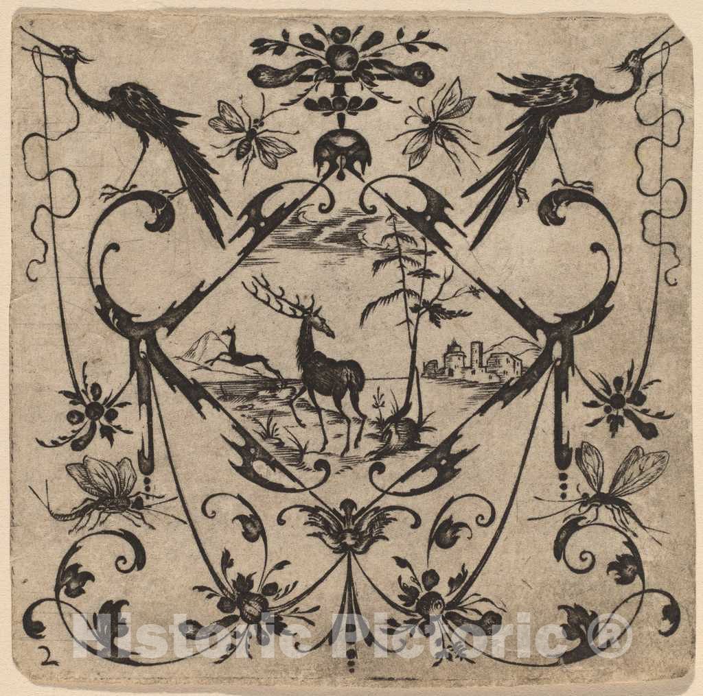 Art Print : Ornament with Grotesque, 1616 - Vintage Wall Art