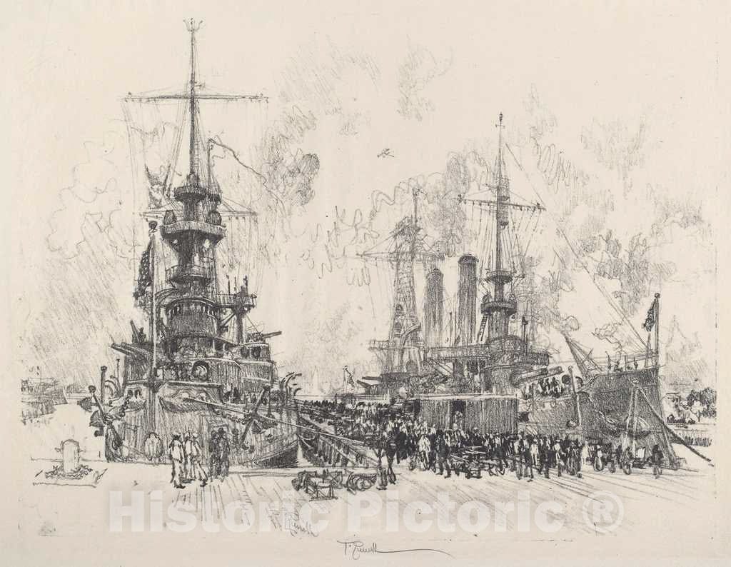 Art Print : Joseph Pennell, Ready for Service Again, 1917 - Vintage Wall Art