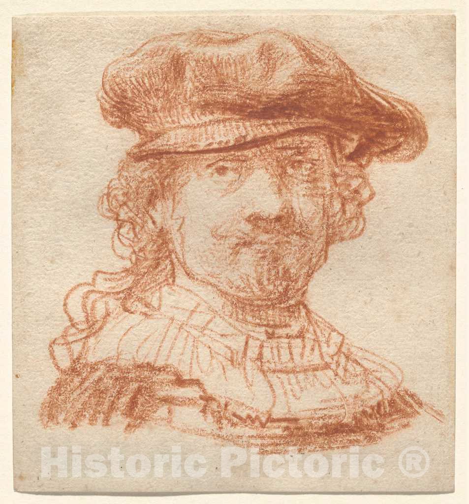 Art Print : Rembrandt, Self-Portrait, c. 1637 - Vintage Wall Art